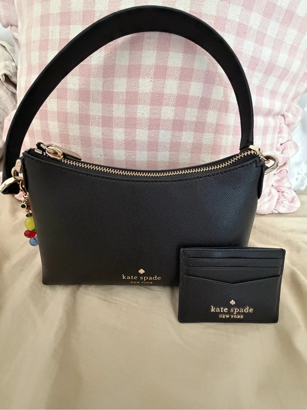kate spade Black Leather Bag with Card Holder